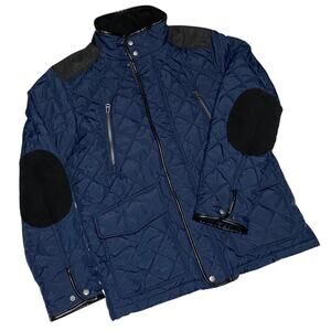 Cole Haan Quilted Size M Jacket Coat Lined Elbow Patches Chore Pockets Corduroy